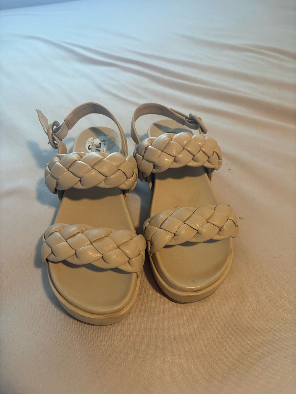 Steve Madden Cream Braided Double-Strap Sandals